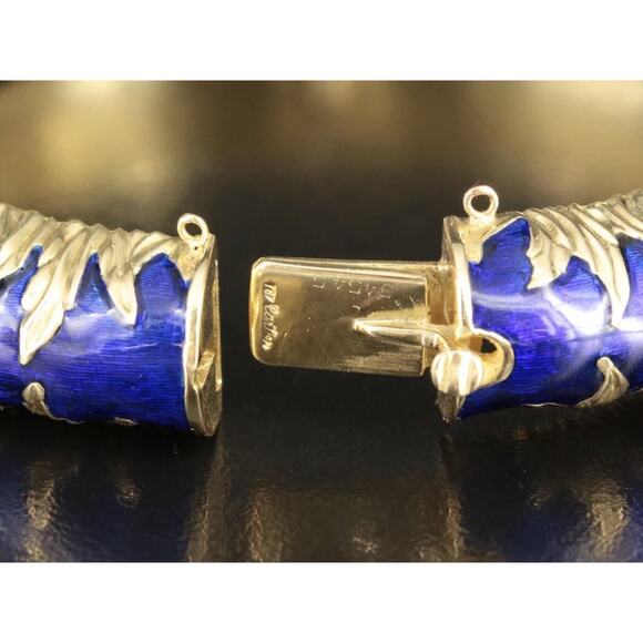 Vintage Cartier 18k Gold Blue Enamel Bangle Bracelet RARE - Picture 10 of 16